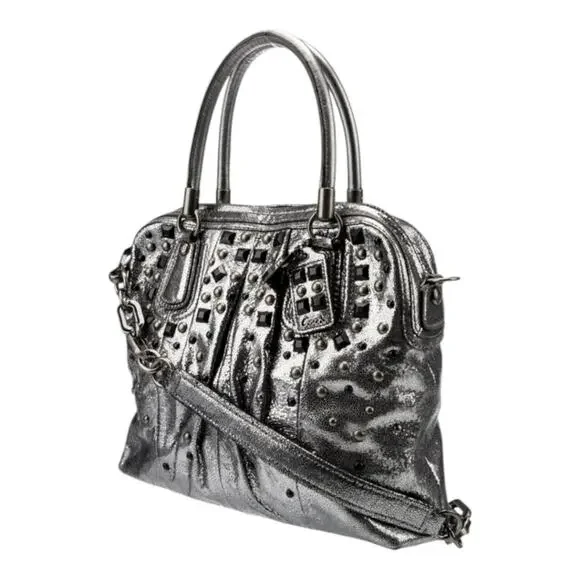 COACH‎ Limited ED KRISTIN GRAY METALLIC SILVER GUNMETAL NUBUCK SUEDE BAG Purse